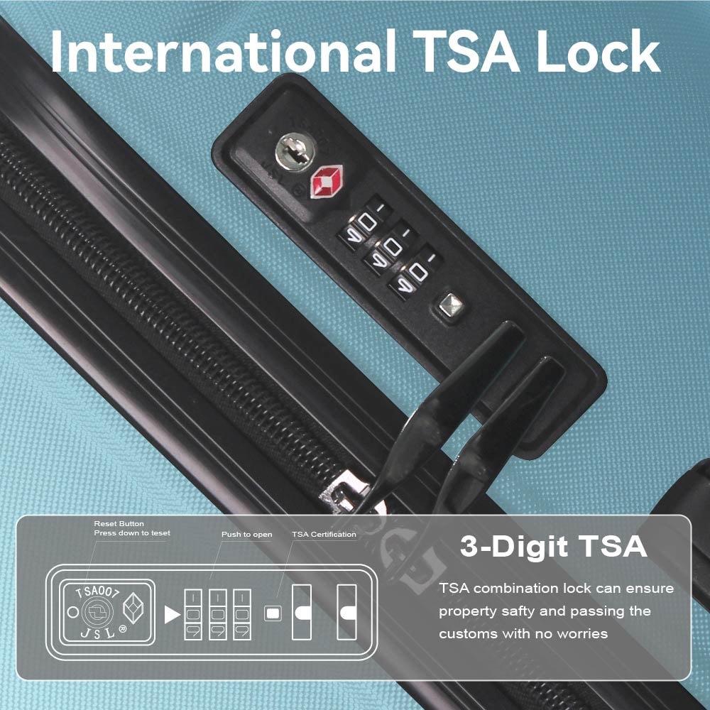 Luggage Sets ABS Hardshell 3pcs Luggage, Lightweight Durable Suitcase Sets Spinner Wheels Suitcase With TSA Lock 20''24''28'' Available(Blue)_voghion.com